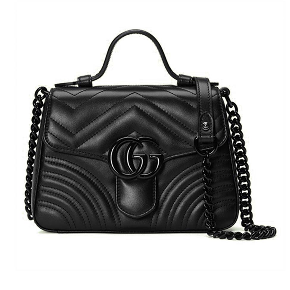 GUCCI GG MARMONT MINI TOP HANDLE BAG 702563 DTDFV 1000 (21*15.5*8cm) GUCCI GG MARMONT MINI TOP HANDLE BAG 702563 DTDFV 1000 (21*15.5*8cm)